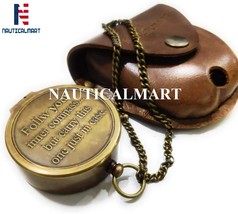 NauticalMart Brass Compass Follow Your Inner Compass Quote Engraved with Leather