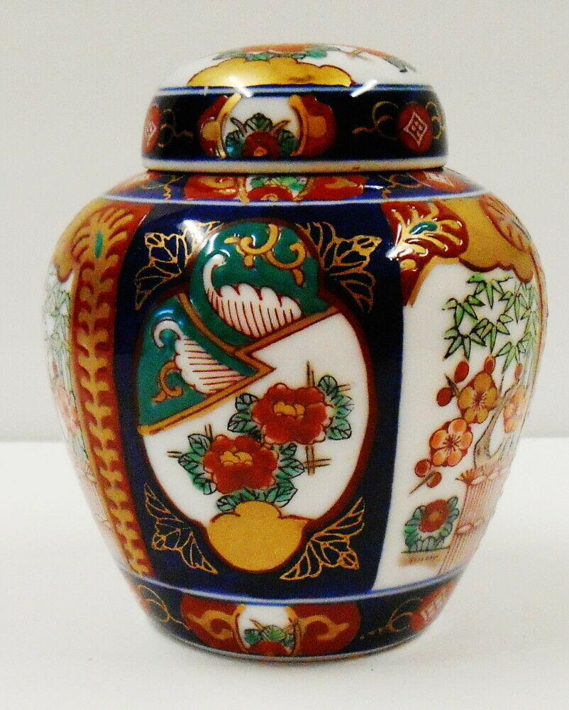 VINTAGE GOLD IMARI HAND PAINTED OTAGIRI ORIGINAL GOLD LABEL GINGER JAR