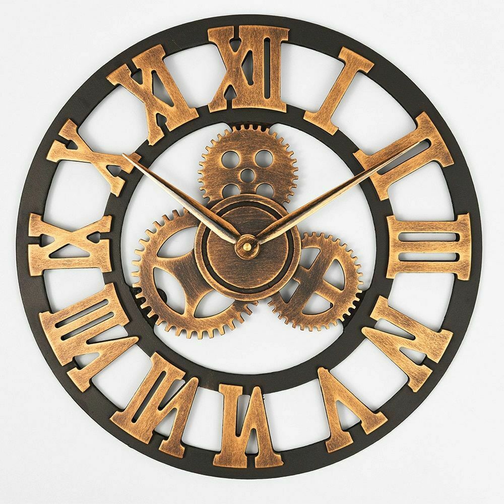 Wall Clocks Large Gang Wood Vintage Oversize 3D Retro Rustic Decorative LUXURY