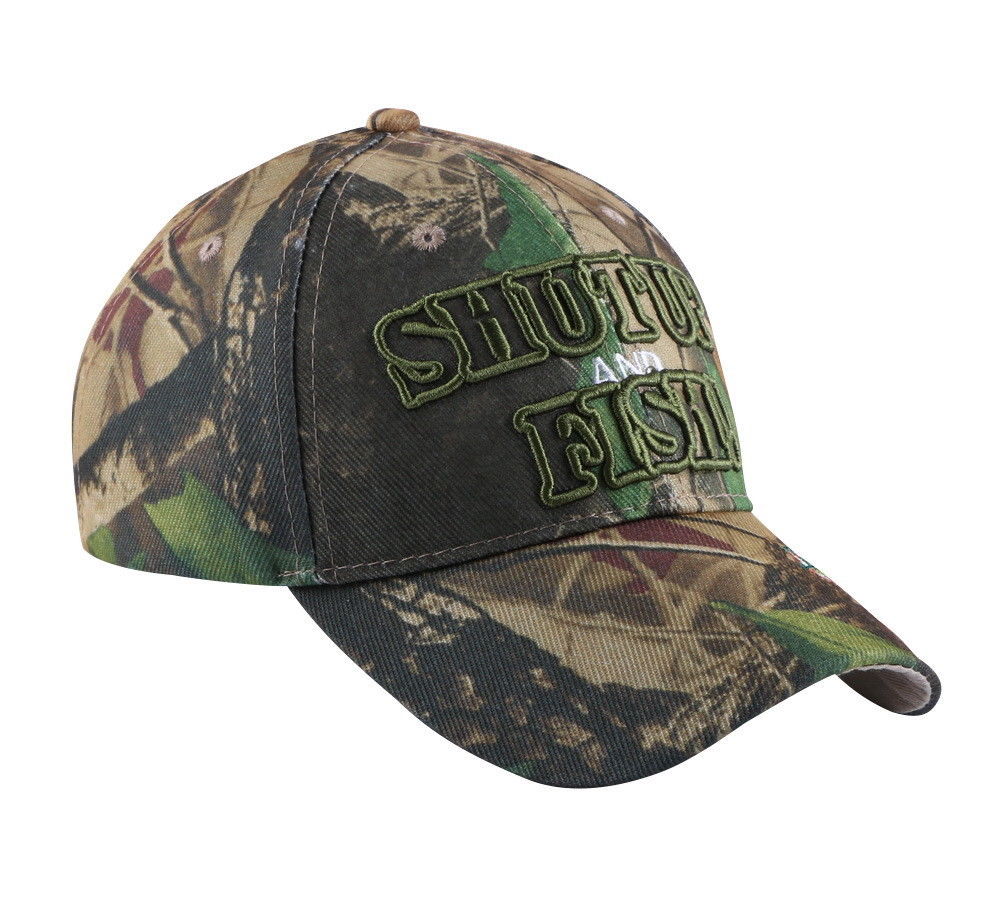 Outdoor Camouflage Fishing Cap 3D Letter Shut Up And Fish Fish Camo ...