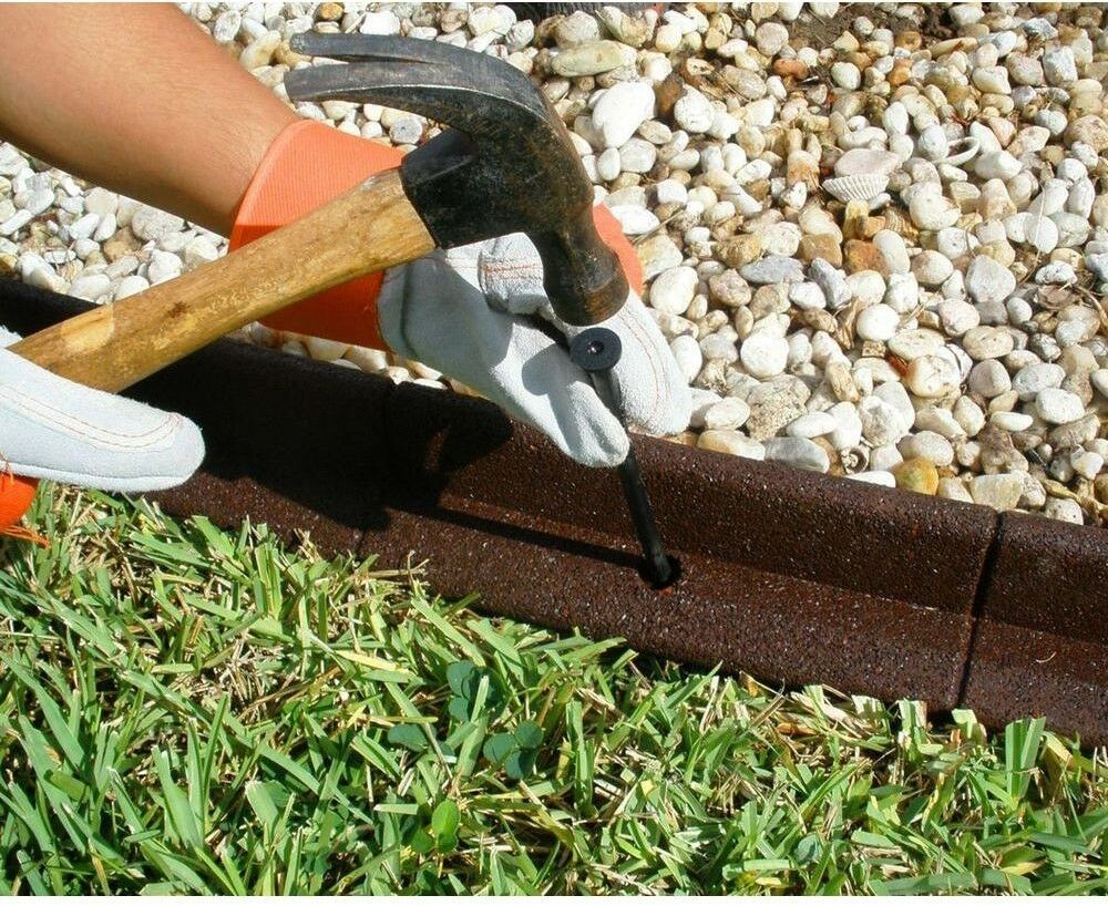 Vigoro Landscape Edging EcoBorder 4 ft. Easy to Install Rubber Brown (6 ...