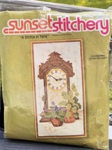 Sunset A Stitch in Time Crewel Embroidery Kit Clock w/ Clockwork Parts - $49.24
