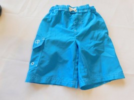 Ocean Pacific OP Youth Boy&#39;s Swim Shorts Size XS 4/5 Aqua Blue and White... - $13.24