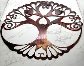 Oval Tree of Life Metal Wall Art Décor 15" wide x 12 1/2" tall Red Tinged - $35.44