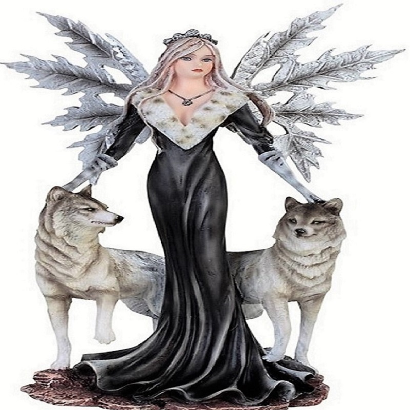 fairy with wolf figurine