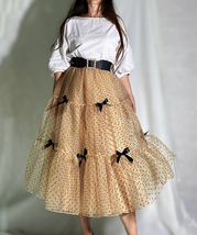 Full Polka Dot Tulle Skirt Romantic Layered Dotted Tulle Skirt Plus Size image 7