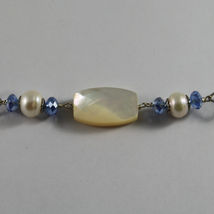 .925 SILVER RHODIUM NECKLACE WITH BLUE CRISTALS, WHITE PEARLS, MOTHER OF PEARL image 3