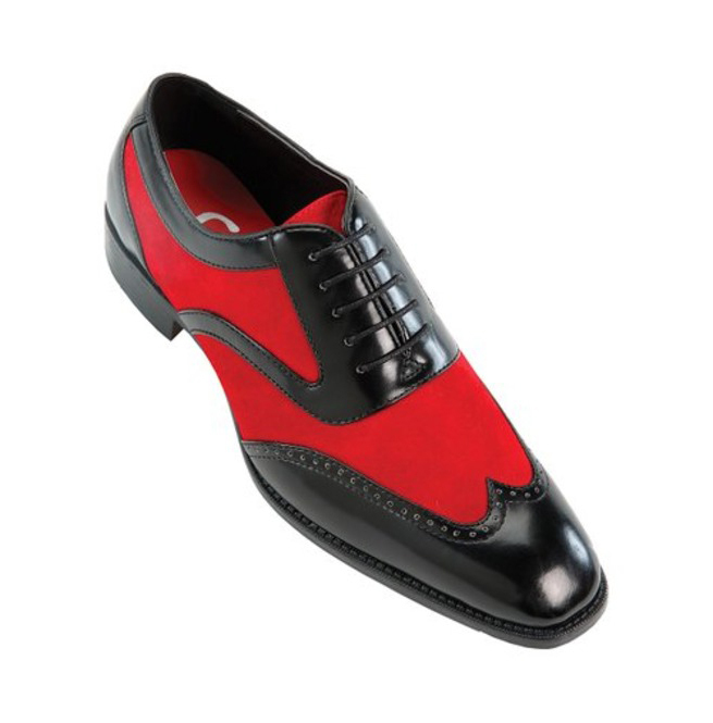 NEW Handmade Two Tone Black Red Shoes, Men Leather Suede Lace Up Wingtip Oxford