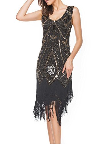 Women's Roaring 20s V-Neck Gatsby Dresses- Vintage Inpired Sequin ...