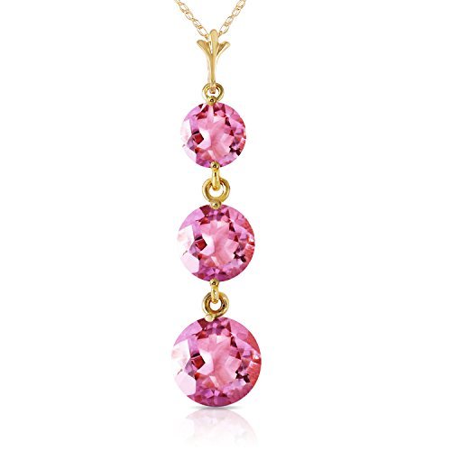 Galaxy Gold GG 3.6 Carat 14k 16 Solid Gold Necklace with Natural Pink Topaz Dro