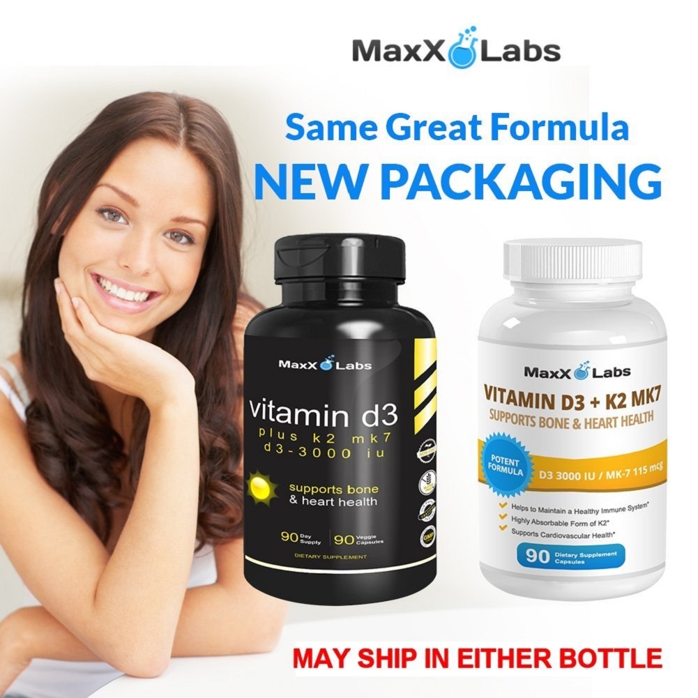 Vitamin D3 K2 MK7 Supplements 3,000 IU Supports Bone and Heart Health