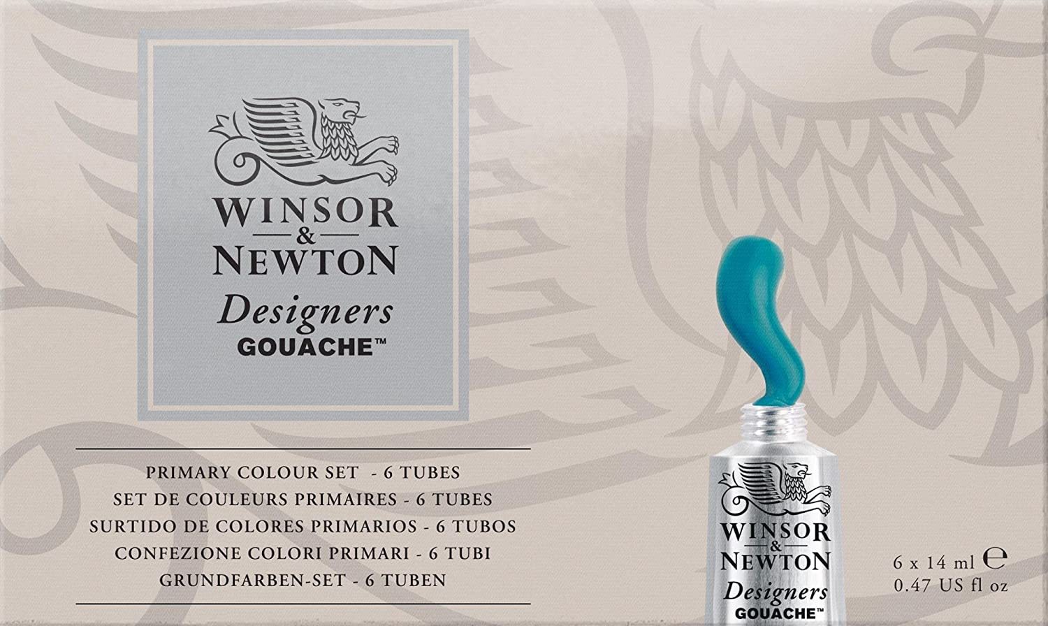 Winsor & Newton Designers' Gouache Primary Color 6-Tube Paint Set, (6x14ml)