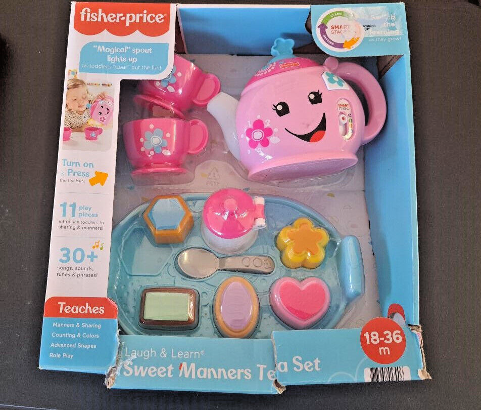 Fisher Price Laugh and Learn Sweet Manners Tea Set Teapot Box Tore
