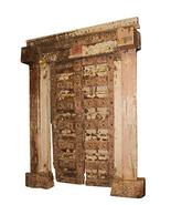 Mogul Interior 18c Antique Doors Frame Distressed Blush Teak Carved Chak... - £2,939.22 GBP