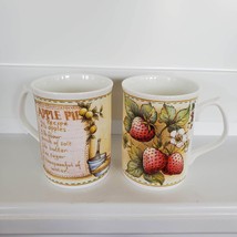 Vintage Coffee Mugs, Set of 2, Duchess English Bone China, Apple Strawberry Pie image 6