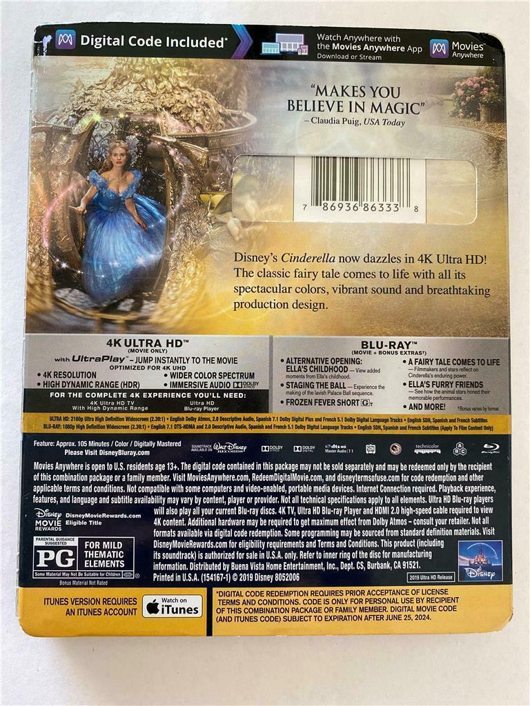 NEW Disney Cinderella (2019) 4K Ultra HD, Blu Ray & Digital With ...