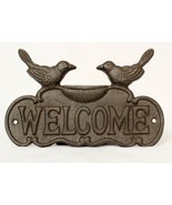 Cast Iron WELCOME Sign Wall Plaque Birds 8.5 X 6 Inches - $13.88