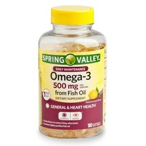 Spring Valley Omega-3 Fish Oil Softgels, 500 Mg, 180 Count - $27.11