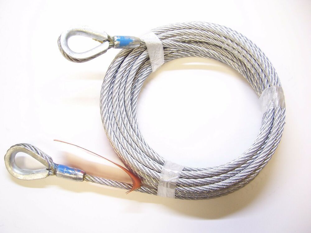 3/8" x 100 ft Galvanized Wire Rope Tow Cable, Thimble Loops on Both Ends Other Wire & Cable