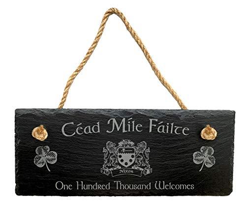 Nixon Irish Coat of Arms Slate Plaque Blessing - Céad Míle Fáilte