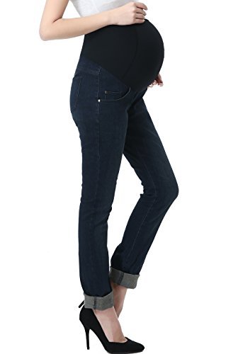 Momo Maternity Women's Straight Leg Denim Jeans - Dark Indigo 27 - Jeans