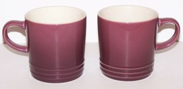 LOVELY PAIR OF LE CREUSET STONEWARE PURPLE 12 OUNCE 3 5/8&quot; COFFEE/TEA MUGS - $34.64