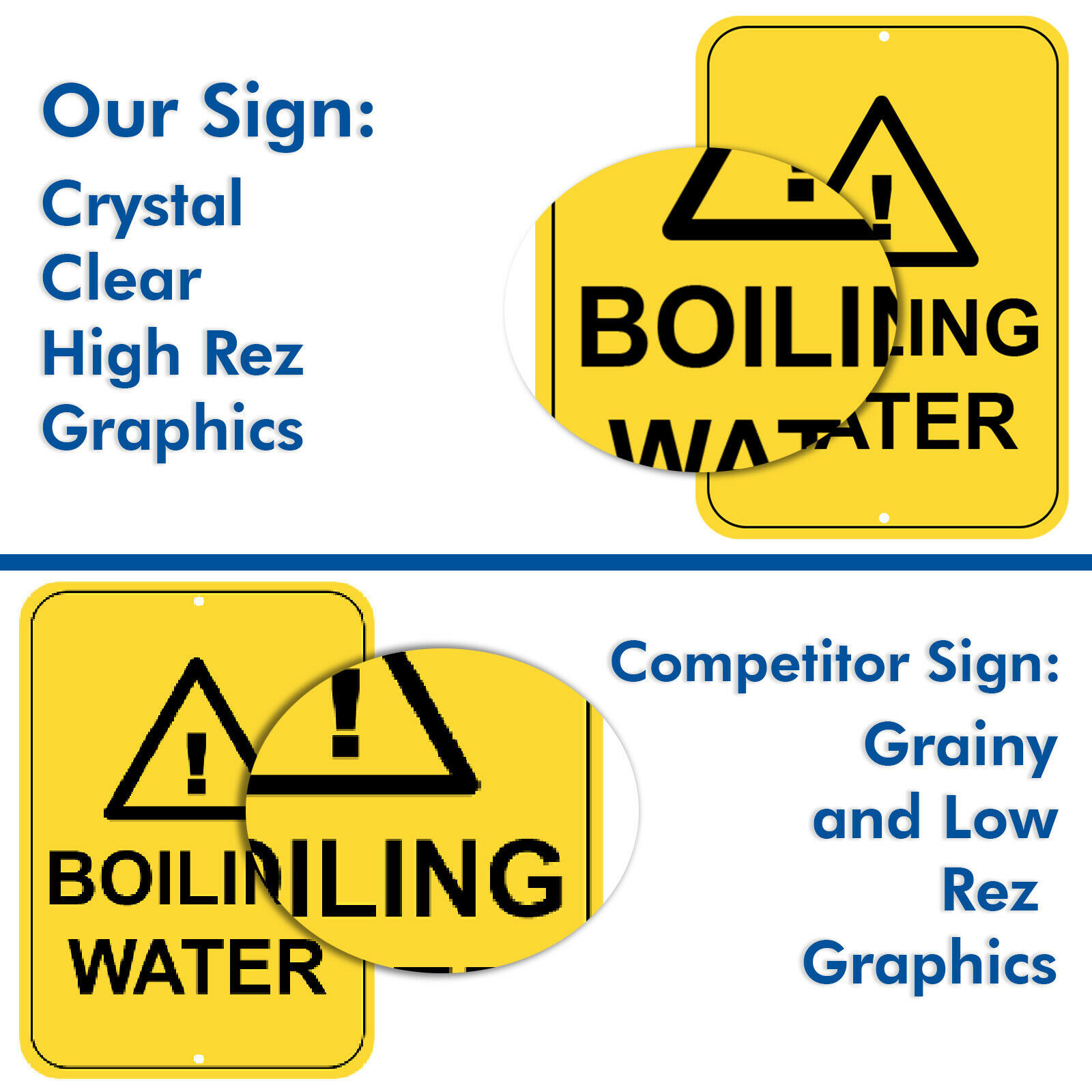 Boiling Water Warning Sign, Metal Aluminium Hazardous Health Safety