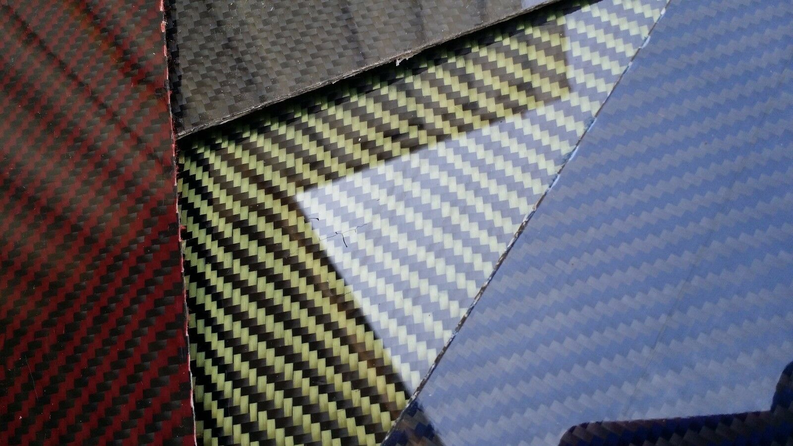 Carbon Fiber Kevlar Hybrid Fiberglass Panel 6"×54"×3/32" Glossy Both
