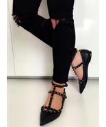 fl5 Celebrity Fashion Lookbook Ankle T-strap Studded Pointy Toe Rochstud... - $59.99