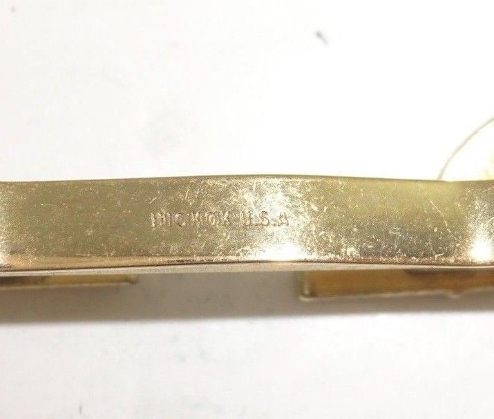 Vintage Letter S Initial Black Tan Mens Tie Clip Tack Bar