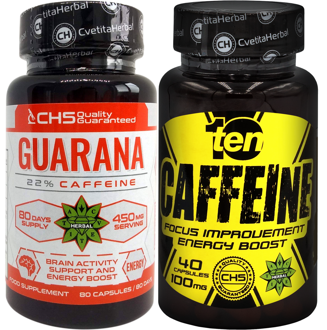 Guarana Extract Caffeine Strong Energy Booster Brain Concentration + Caffeine Herbs & Botanicals