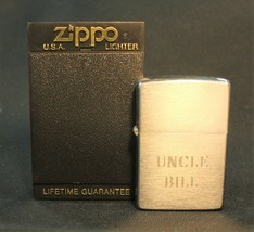 Vintage 1974-75 Zippo Cigarette Lighter Engraved Uncle Bill Xmas 76 Case EUC - $35.00