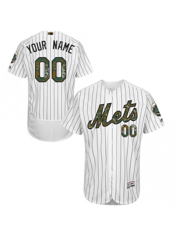 Men&#39;s New York Mets Custom NAME & NUMBER Cheap Jersey White Camo Sewn On - Baseball-MLB