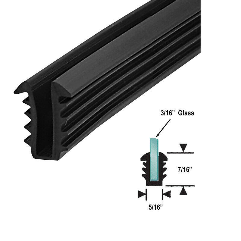 Black Shower Door Replacement Glazing Vinyl Spline for 3/16" Glass 18