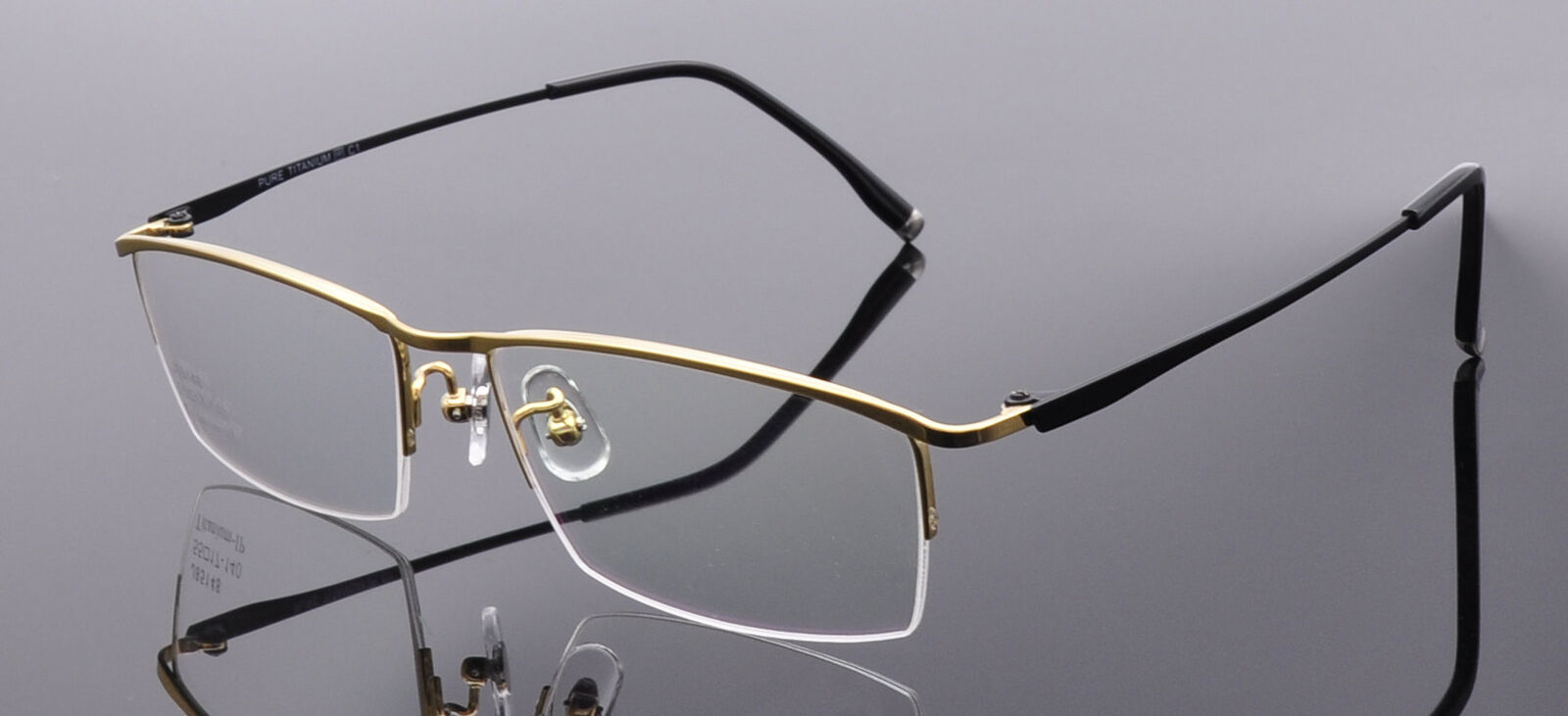 Mens Titanium Half Rimless Rectangular Eyeglass Frames Glasses ...