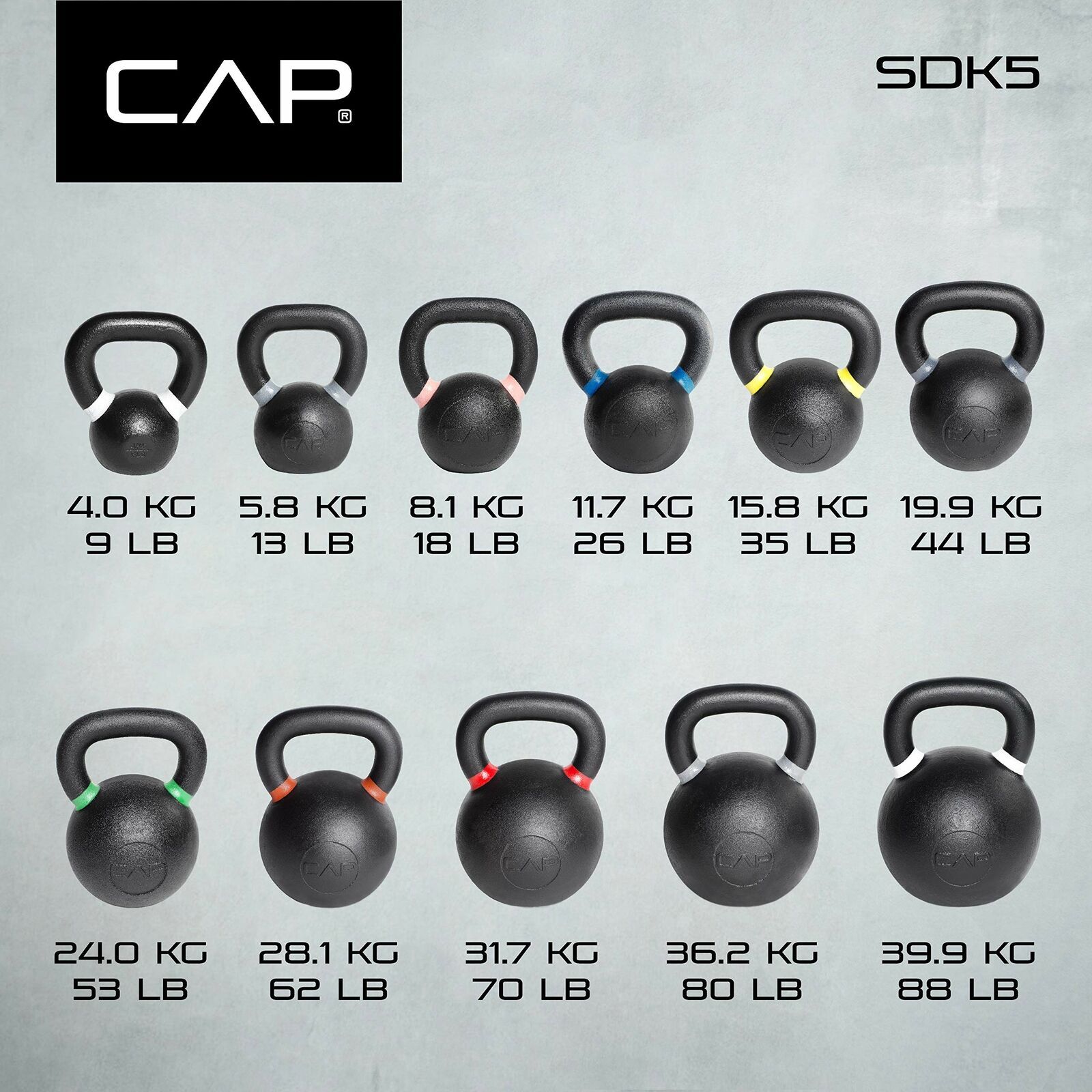 Cap Barbell Cast Iron Competition Kettlebell Weight 35 Pound Black