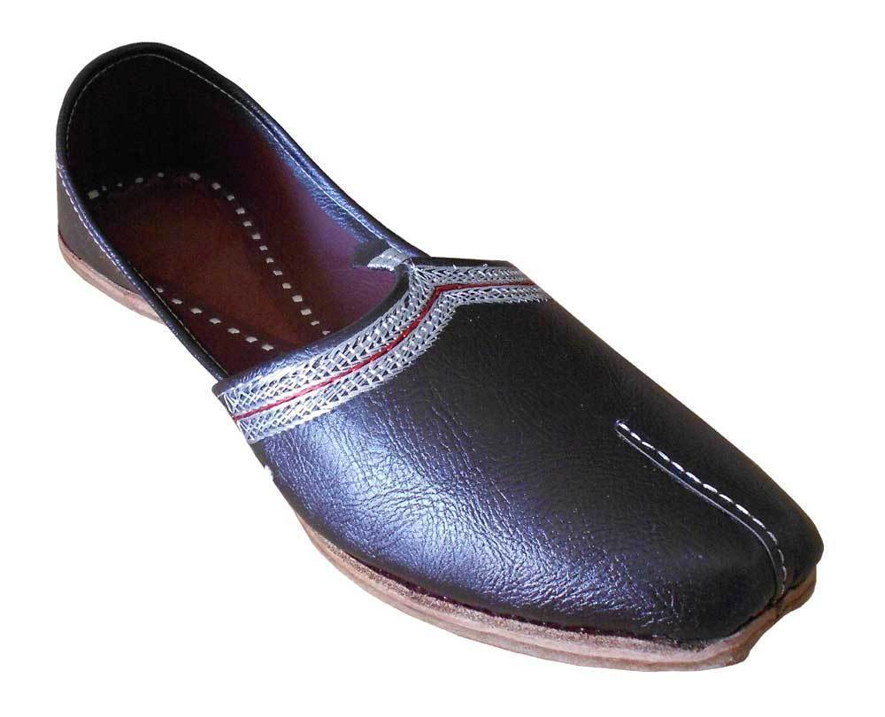 Men Shoes Traditional Handmade Pakistani Khussa Espadrilles Black Jutties US 9 - Casual Shoes