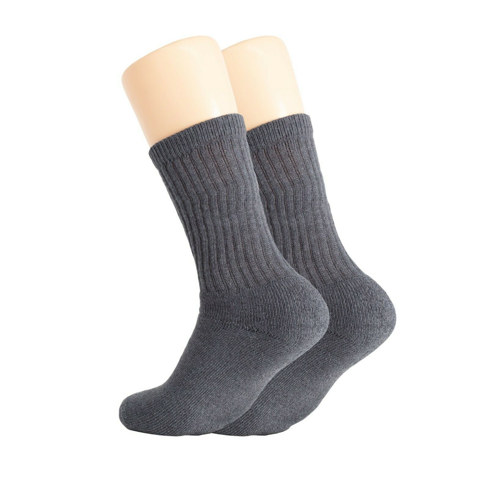 Solid Cotton Cushion Crew Socks for Women and Men