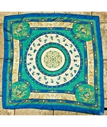 ROYAL FLOURISH SHIELD AND CREST IN TONES OF BLUE GREEN SQUARE SCARF 30 1/4&quot; - $24.95