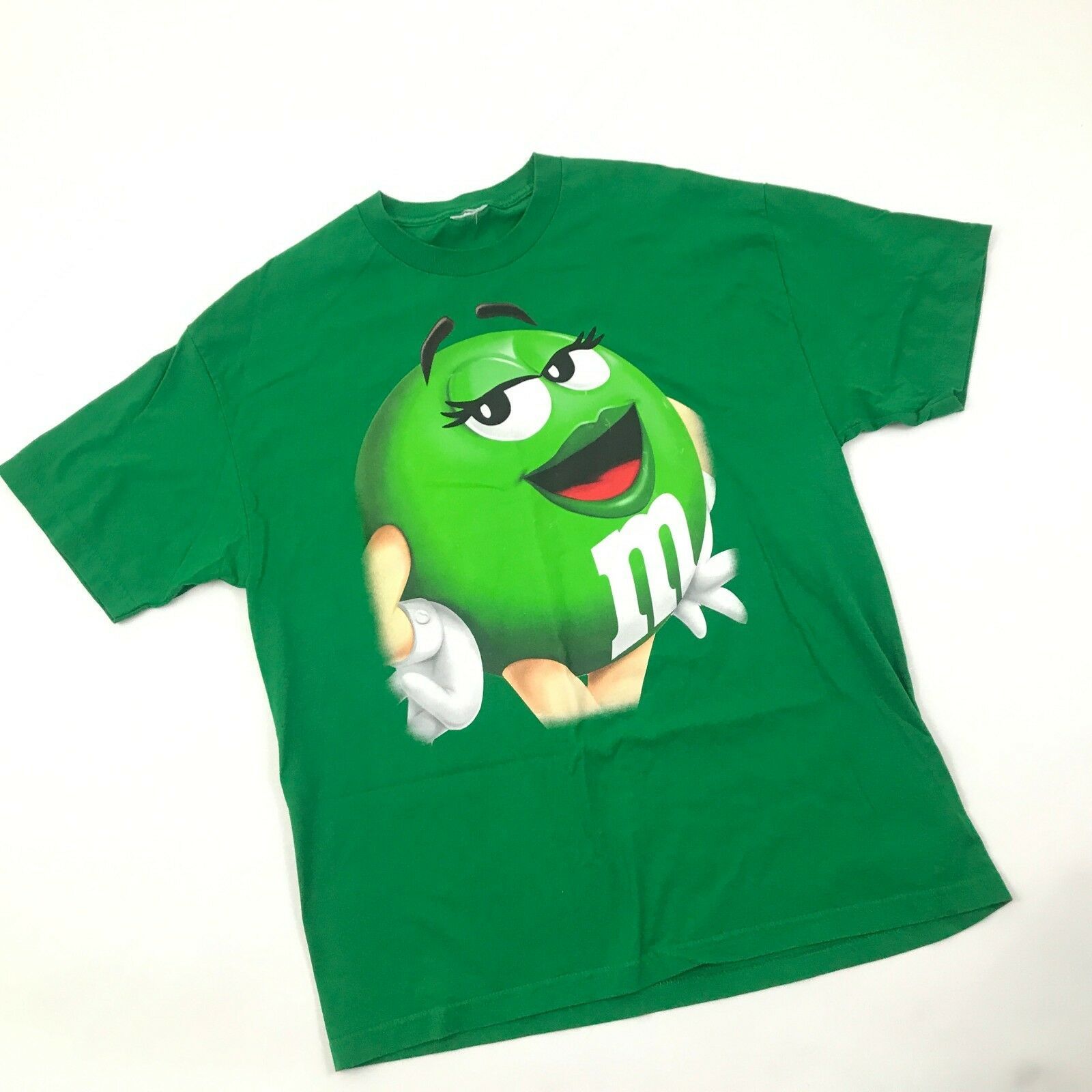 M&M Candy Girl Shirt Men's Size Extra Large XL Green Short Sleeve Mars ...