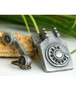 Vintage Rotary Telephone Tie Tack Lapel Pin Pewter JJ Jonette - $15.95