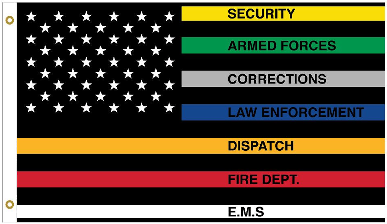 thumbnail image 2 of First Responder American Flag Window Decal Sticker - Police Fire EMS Thin Line 2 of 5