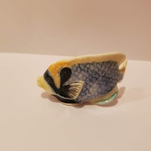 Ceramic Fish Figurines, Set of 3 Blue and Yellow Tropical Angelfish Miniatures image 14