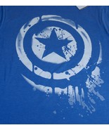 Marvel Captain America Mens T-shirt Blue Painted Logo Small White Avengers - $6.88