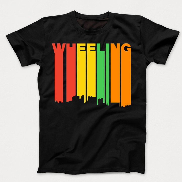 Retro 1970's Style Wheeling West Virginia Skyline Kids TShirt T