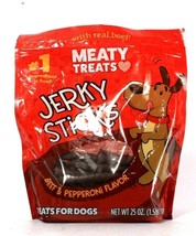 1 Bag Meaty Treats 25 Oz Jerky Sticks Real Beef & Pepperoni Flavor Dog Treats