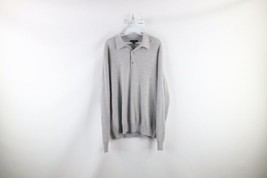 Vintage Lands End Mens Large Cashmere Knit Collared Pullover Polo Sweater Gray - $98.95