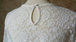 Rustic Bridesmaid Dresses Maxi Chiffon Skirt White Crop Lace Top Navy Custom image 7