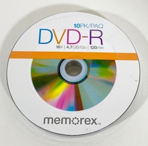 Factory Packaged New Memorex DVD-R 10 PK 16x 4.7 GB 120 Min (NEW / SEALED) - $7.84