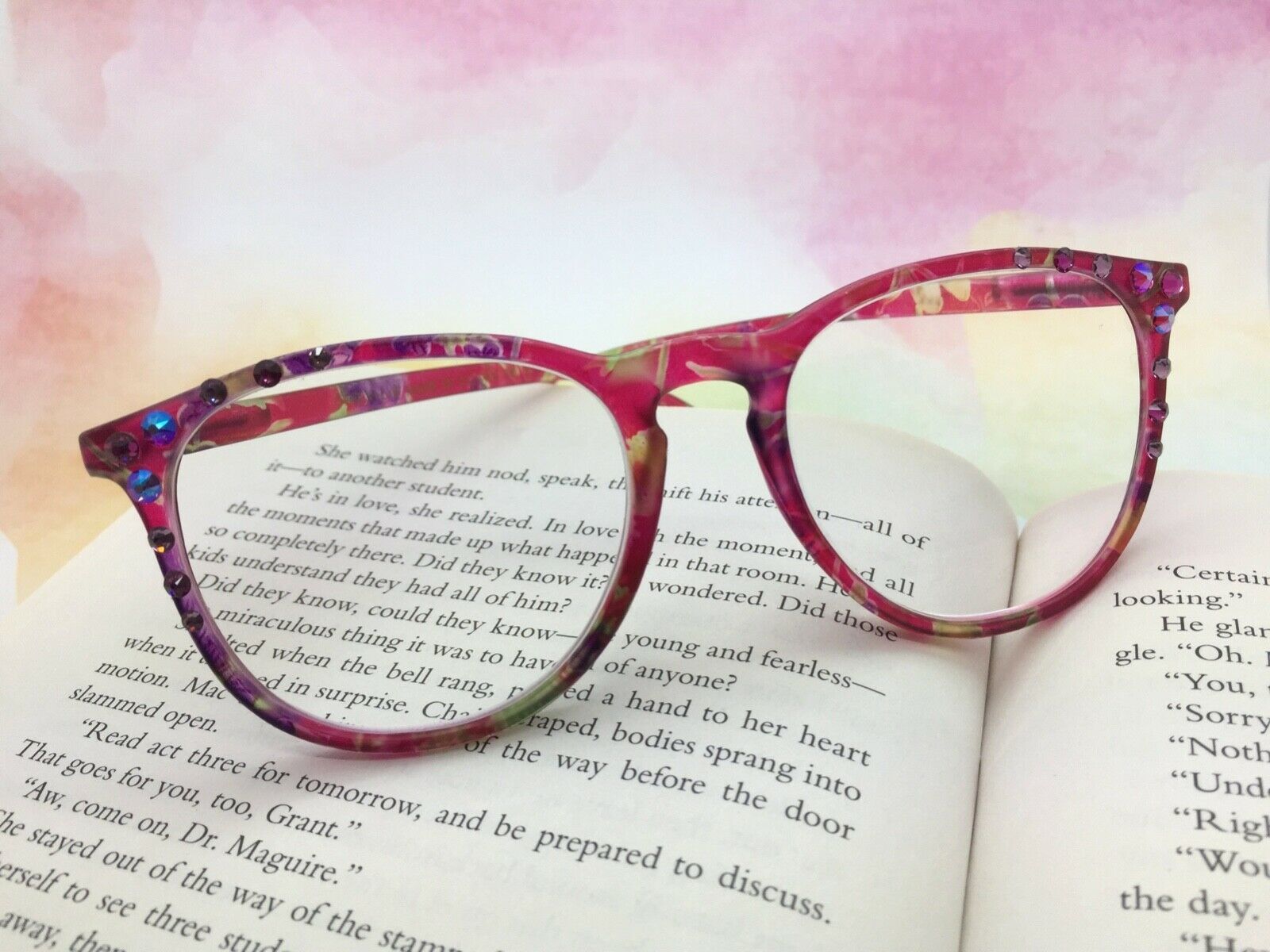 Primary image for Readers 2.0 Bling Reading Glasses Eyeglasses +2.0 Rhinestone Crystals Flower